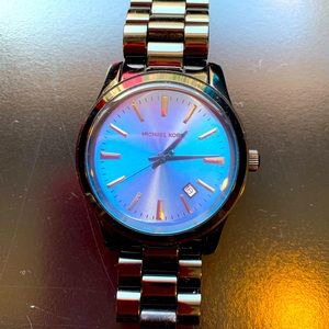 Michael Kors black watch with blue face